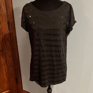 LOFT Black Sequin Blouse